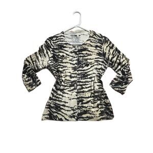 Talbots Women's Small Coatigan Cardigan Sweater Top Animal Vibes Button Up EUC